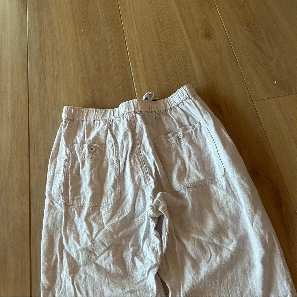 Cubavera cream white baggy linen pants with drawstring waist, size M